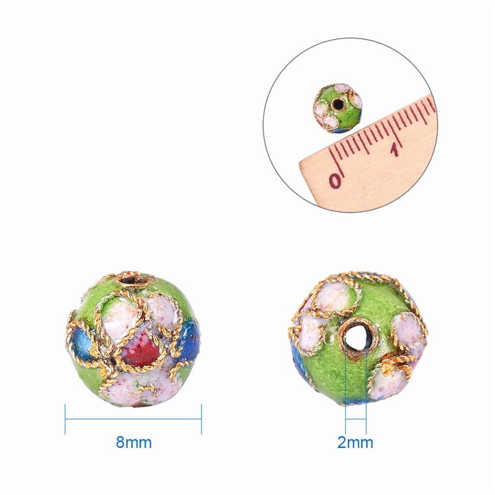 1Box Handmade Cloisonne Beads Round Mixed Color 8mm Hole: 2mm 120pcs/box Square Plastic Bead Storage Container: 6.4x6.3x2cm