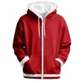 thumbnail image 1 of Chandails à Capuchon Rouges Femmes Hommes Femmes Automne Hiver Couleur Unie Veste Décontractée Poches Chandail à Fermeture Éclair Chandails d'Automne pour Femmes, 1 of 3