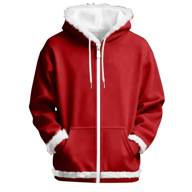 Chandail à Capuchon Chat Rouge pour Femmes Hommes Femmes Automne Hiver Couleur Unie Veste Décontractée Poches Fermeture Éclair Chandail Orange
