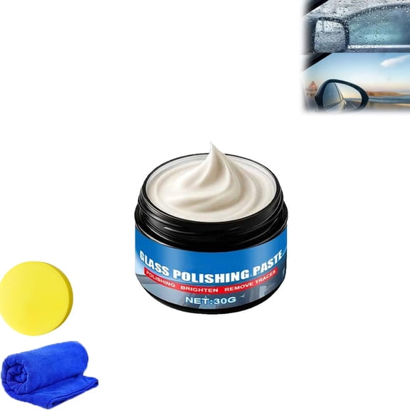 Car Glass Oil Film Remover Paste, Windshield Oil Film Remover| Glass Emulsion Cleaner, Glass Oil Film Remover for Car, Removes Oil Film & Smudges, For Auto, Windshields(1PCS)