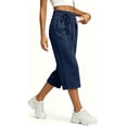 thumbnail image 7 of LEKWK Capri Sweatpants for Women Wide Leg Loose Fit Drawstring Casual Track Pants Baggy Elastic Waist Lounge Trousers with Pockets Fall Winter Daily Wear, 7 of 7