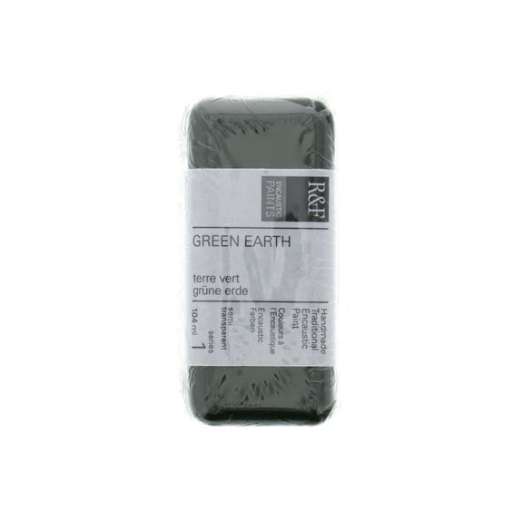 R&F Handmade Paints Encaustic Paint Cake, 104ml, Green Earth