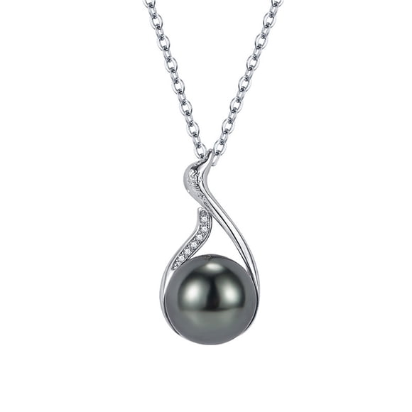 Black Pearl Pendant Female Diamond Set Zircon Black Pearl Swan Pendant Necklace