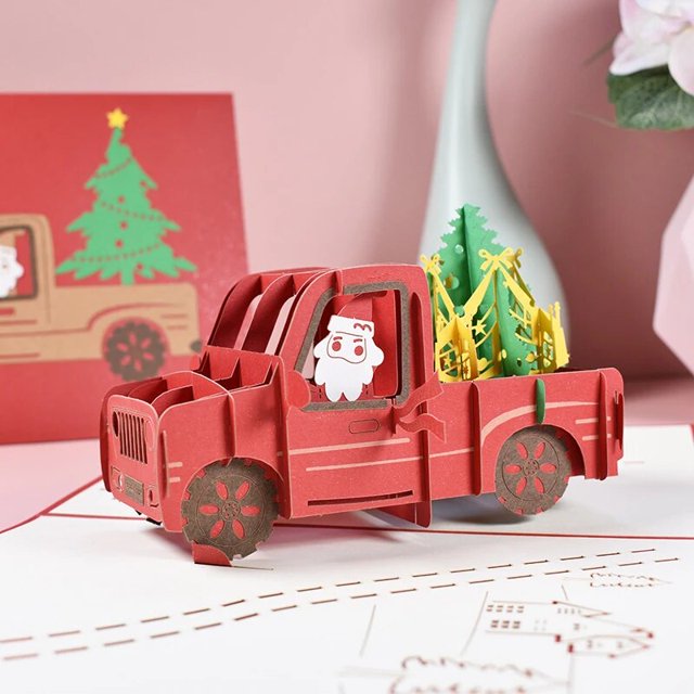 Tarjeta de invitación Manual de felicitación de Navidad tridimensional emergente 3D tarjeta de regalo para niños tarjeta postal de agradecimiento con sobre