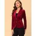 thumbnail image 4 of Chaqueta De Terciopelo De Oficina Frontal Con Botón De Solapa Con Muesca Vintage Para Mujer borgoña M, 4 of 6