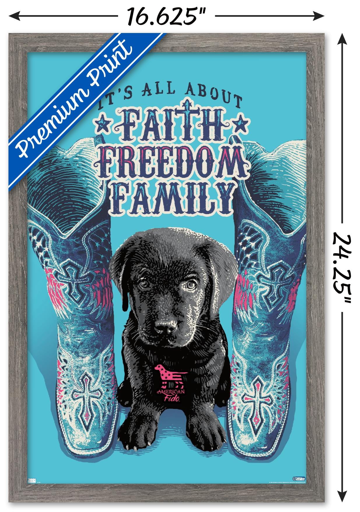 Jim Baldwin - Faith, Freedom, Family Wall Poster, 14.725" x 22.375" Framed