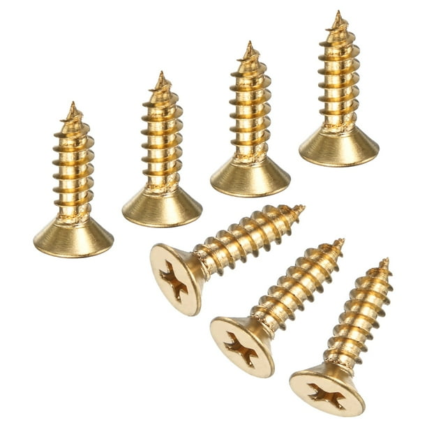 Uxcell Paquete de 50 Tornillos de Madera, M5 x 16mm Cabeza Plana Phillips de Latón