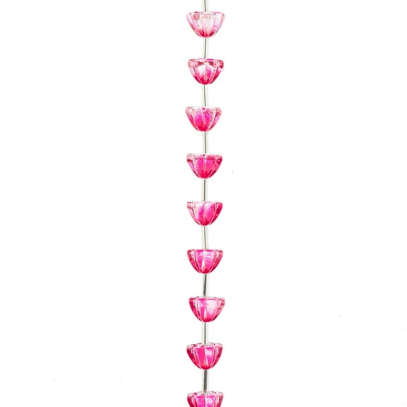 Crystal Lane DIY Glass Garden 10mm Pink Lotus Flowers Bead Strand, 15pcs