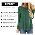 thumbnail image 3 of SWQZVT Women Long Sleeve Crew-Neck Top Casual Fall Loose Fit Blouse Fashion Tunic Tshirts for Ladies Size S-2XL, 3 of 6