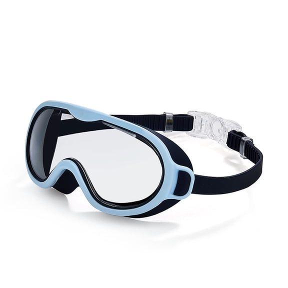 Zeiyignr Swim Goggles, Large Frame Swim Glasses Wide View Anti-Fog & Waterproof, Soft and Leak-Proof for Boys and Girls Black-Blue