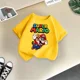 thumbnail image 3 of Camiseta de algodón de verano para niños y niñas con estampado de dibujos animados de Mario, cómoda y informal, con diseño de Sunshine, para juego de bebés y niños, 3 of 5