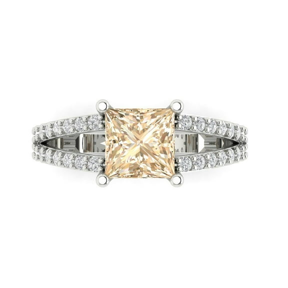 Solitaire with Accents Engagement Ring for Women - 2.48ct Natural Morganite in 18K White Gold Promise Ring