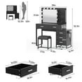 thumbnail image 3 of 47" Vanity Desk with Lights, Makeup Vanity Set with Charging Station, Dressing Table with 5 Drawers and Cabinet, Vanity Mirror 3 Lighting Color Adjustable, Black, 3 of 6