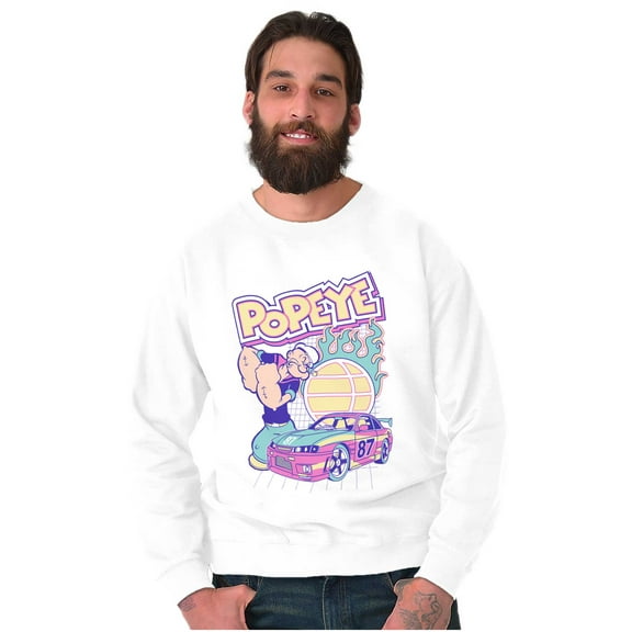 Popeye Flaming Racecar Cartoon Sweatshirt for Men or Women Brisco Brands S