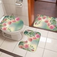 thumbnail image 5 of Pink Rose Bathroom Rugs Set Spring Flower Floral Leaf Botanical Plant Country Non Slip Absorbent Soft Bath Mats 3 Piece Set with Bathroom Rug, U-Shaped Floor Mat, Toilet Seat Cover Small Size, 5 of 9