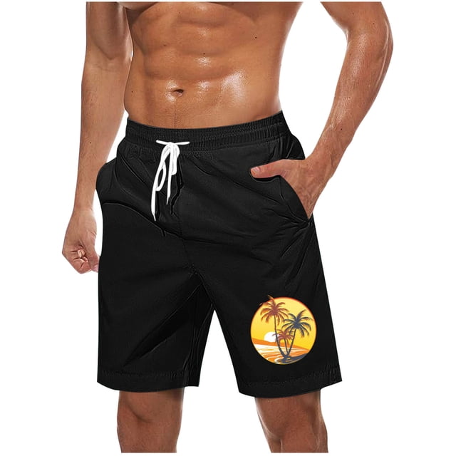 Pantalones Cortos Casuales para Hombre Imprimir con Bolsillos Pantalones de Playa de Cintura Elástica, Pantalones Cortos de Cintura Elástica para Hombre