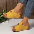 thumbnail image 3 of Dakaela Orthopedic Wedge Sandals Women 2026 Suede Platform Slip on Slides with Arch Support Open Toe Casual Beach Walking Shoes Yellow Size 6.5, 3 of 7