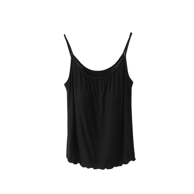 Tnhcen Débardeur d'Été Grande Taille pour Femmes Sans Manches Uni avec Soutien-Gorge Intégré Ultra-Doux Modal-Coton Mélange Extensible & Respirant L-3TG