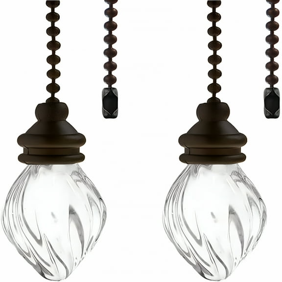 XIBUFE 2026 New Ceiling Fan Pull Chains Ornaments 12 Inches Light Pull Chains with Acrylic Pendant Decorative Extensions for Ceiling Light Lamp Fan Chain (Bronze) 2 Pcs