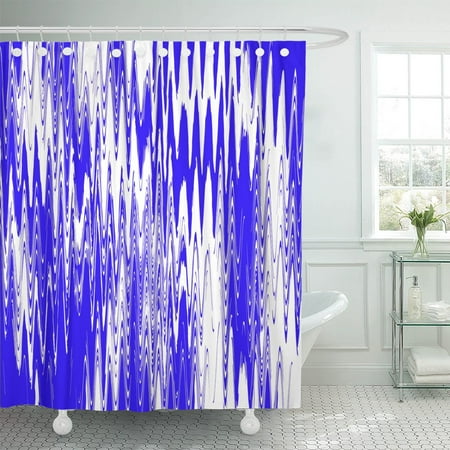Cobalt Blue Bathroom PKNMT Blue Cobalt and White Digital Posterization Made of Wavy Shower Curtain 60x72 inches ()