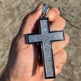 thumbnail image 2 of Big Cross Micro Pave Hip Hop Pendant Micro Pave Flooded Out Silver Tone Black Outline Trim Iced Bling Charm, 2 of 8