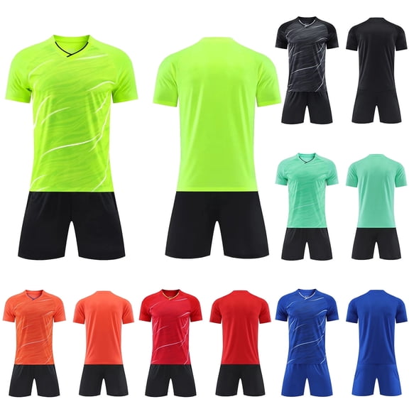 Vornjynx Boys Active Outfits 2 Piece Short Sleeve Crew Neck T-Shirt and Shorts Kids Summer Football Sports Activewear Mint Green Size 1
