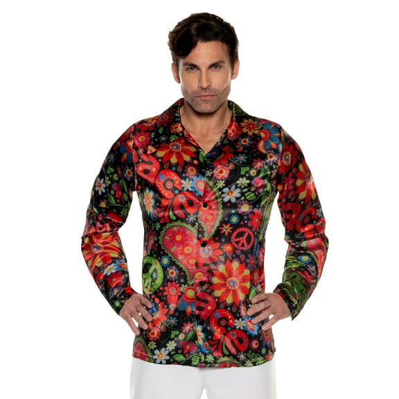 UNDERWRAPS Mens 60s Peace Shirt - Mens Short Sleeve, Disco Outfit, Couples Matching Outfits, Hippie Shirts, Summer Casual, Beach Shirt