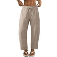 thumbnail image 6 of Petite Linen Pants for Women Wide Leg Sweatpant Summer Casual Lightweight Breathable Trousers with Pockets, 6 of 6