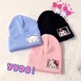 thumbnail image 1 of Gorro de punto Cinnamoroll Sanrio para mujer, gorro de invierno cálido para adulto, gorro de dibujos animados lindo Kuromi My Melody, regalo de Navidad para niña, 1 of 4