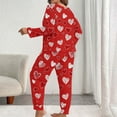 thumbnail image 6 of FDGIU ‌‌‌‌Women's Heart Print Pajamas Plus Size - Long Sleeve Button Up & Pants Comfy Sleepwear Set, 6 of 7