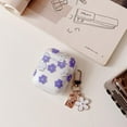 thumbnail image 3 of Compatible with AirPods 1/2 Clear Case,Cute Cartoon Flower Pattern Design with Floral Keychain, Soft TPU Protective Shockproof Case for AirPod 1&2 for Girls Women-Purple, 3 of 12