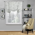 thumbnail image 4 of Kate Aurora Shabby Chic Floral Jacobean Sheer Tie Up Window Curtain Shades - Aqua, 4 of 5