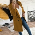 thumbnail image 2 of Goindgs Women's Winter Coat Jacket Suit Long Warm Solid Color Buttons Collar Slim Fit Windbreaker Fall Outerwear Long Coat Gold-L, 2 of 4