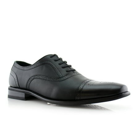 Ferro Aldo Todd MFA19006 Black Color Men's Wing Tip Lace-up Oxfords With Leather Lining Dress Shoes For Work or Everyday