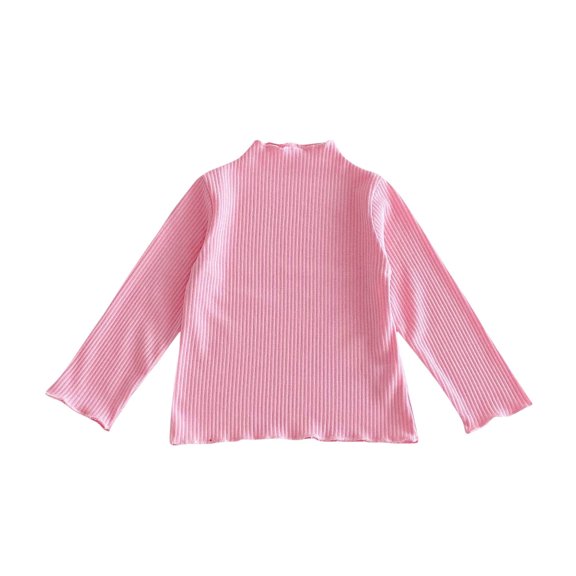 SERTG Kids Solid Color Stylish Round Neck Shirt Long Sleeve Fall Winter Casual Keep Warm Top for Boys and Girls 1-6 Years(Pink,1-2 Years)