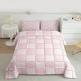 thumbnail image 2 of jejeloiu Classic Grid Bedding Comforter Set,Minimalism Geometric Checkered Twin Comforter Sets,Pink Checkerboard Bedding Set For Girls Boys,Super Cozy Room Decor Reversible,2-Piece, 2 of 8