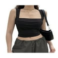 thumbnail image 2 of Y2K Camisole Courte en Velours à Bretelles Spaghetti Sans Manches à Col en V Haut Cami Coupe Ajustée Adorable Mode Urbaine Noir P, 2 of 6