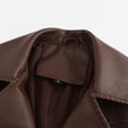 thumbnail image 4 of Defitshape Women's Pu Faux Leather Coat Button Down Pockets Single Breasted Trench Coat Casual Lapel Collar Long Sleeve Fall Top Long Blazer Jacket Coffee X-Large, 4 of 5