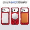 thumbnail image 3 of Case for iPhone 17 Pro 6.3" with 360° Spin Magnetic Stand Ring Holder, Compatible with MagSafe, 16FT Mil-Grade Shockproof Dropproof Tough Rugged Protective Case Cover,Red,For iPhone 17 Pro, 3 of 8