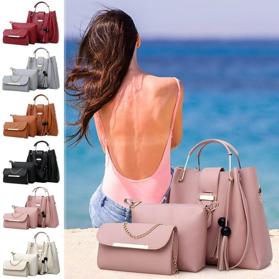 Women's Bag Set 3 Pcs under 5! CQCYD Womens Purse and Handbag 3 Pcs Set, Tassel Tote Clutch Satchel Top Handle Shoulder Bag, Fashion Bag Set for Daily Use