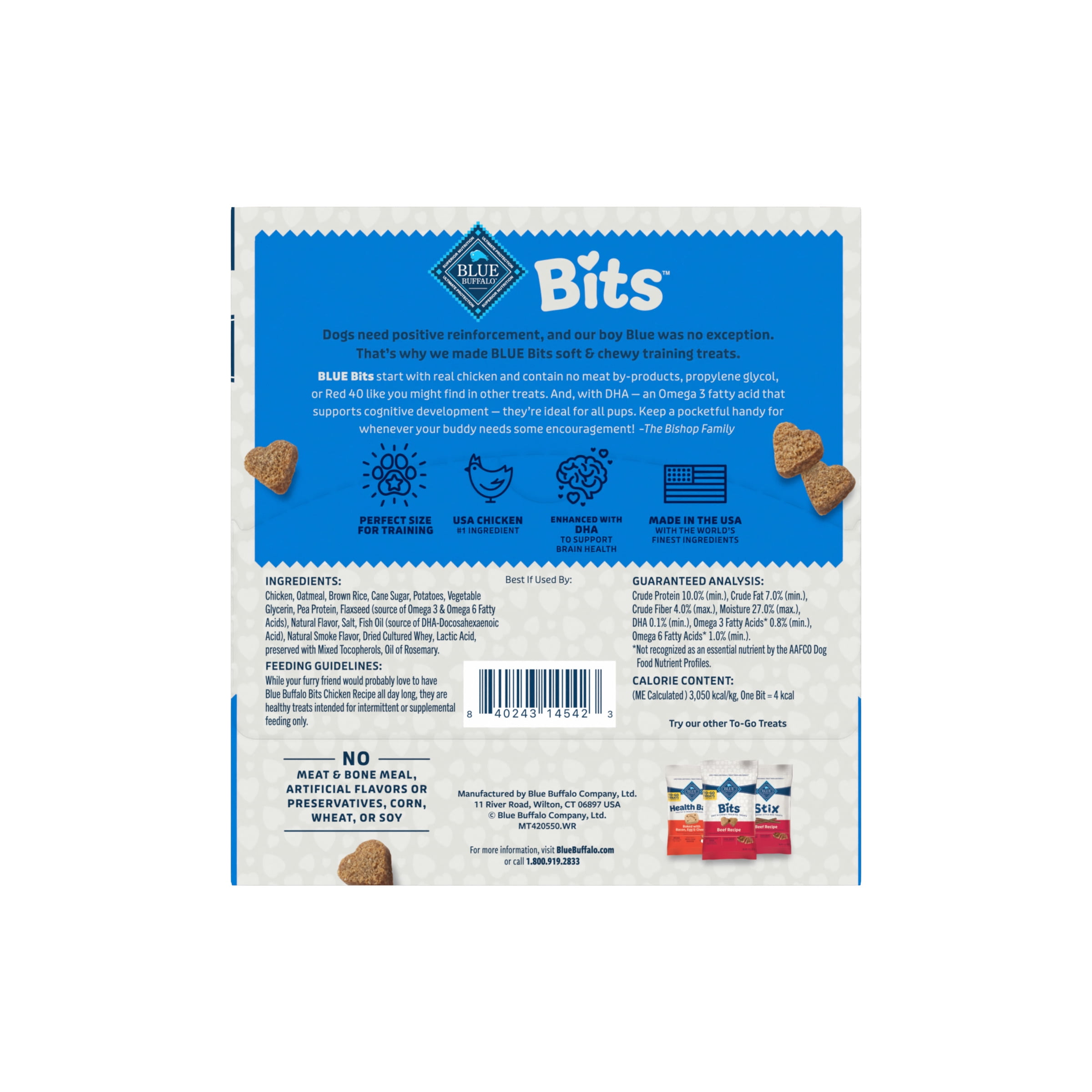 Blue Buffalo BLUE Bits Natural SoftMoist Training Dog Treats TOGO Chicken Recipe  Bags