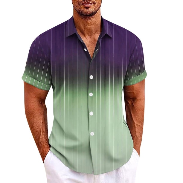 Hawaiian Shirt For Men, Men's Vintage Button Down Bowling Shirts Short Sleeve Summer Beach Shirt L