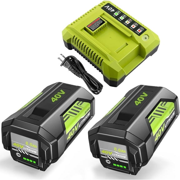 8000mAh OP4026 Replacement for Ryobi 40 Volt Lithium Battery and Charger Combo Compatible with Ryobi 40V Battery OP4050A OP40601 OP4026A OP4040 OP4030 OP4015 OP40261 OP40201 Tools