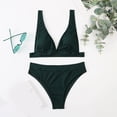 thumbnail image 6 of Sngxgn Bikini Set for Women Solid V Neck High Waisted Two Piece Swimsuit(Green,M), 6 of 6
