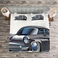 thumbnail image 3 of Ambesonne Cars Quilted Bedspread Set 3 Pcs, Retro Design Asymmetric, Queen Size, Grey Dark Grey, 3 of 3