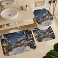 thumbnail image 6 of 4Pcs Night Christmas Town Shower Curtain Set with Toilet Lid Cover Non-Slip Rugs for Bathroom, Moon Snowflake House Shower Curtain Bathroom Sets with Hooks, 72x72 Inch, 6 of 8