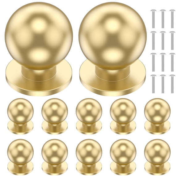 12 Pcs Cabinet Knobs,Round Dresser Drawer Pulls Gold Aluminum Closet Door Pulls for Dressers, Kitchen, Cabinets With Screw