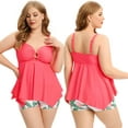 thumbnail image 2 of Plus Size Swim Dress for Women Tummy Control Bathing Suit with Boyshorts Two Piece Tankini Swimsuits Pink 5XL, 2 of 5