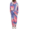 thumbnail image 3 of INSPIRE CHIC Women's Tie Dye Sweatsuits Pullover Hoodie Sweatshirt Drawstring Jogging 2 Piece Tracksuit Outfit Set L Purple Blue, 3 of 6