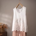 thumbnail image 6 of Embroidered Tops for Women Summer Floral Sleeveless Boho Tops Casual Crew Neck Blouse Loose Tank Tops M-XXL White XL(XL), 6 of 7